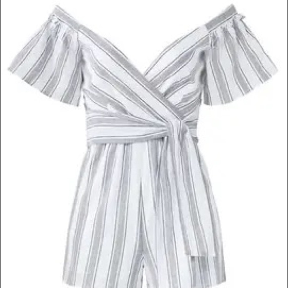 SAYLOR Mango Cotton Striped Wrap Romper Playsuit MISSING BELT